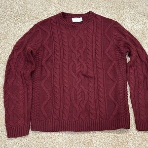 ASOS Design - Men's Cable Knit Sweater in Burgundy